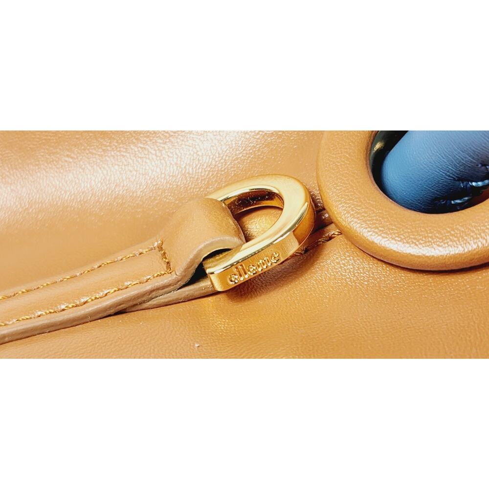 NWT Elleme Raisin Leather Handbag Cognac Brown Blue Handle Crossbody Bag Italy - Picture 11 of 12